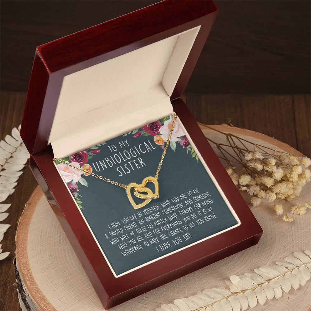 Unbiological Sister Necklace Soul Sister Big Little Sorority Sister In Law Necklace Step Sister Gift Tribe Necklace Best Friend Gift Bff Gift Interlocking Hearts Necklace