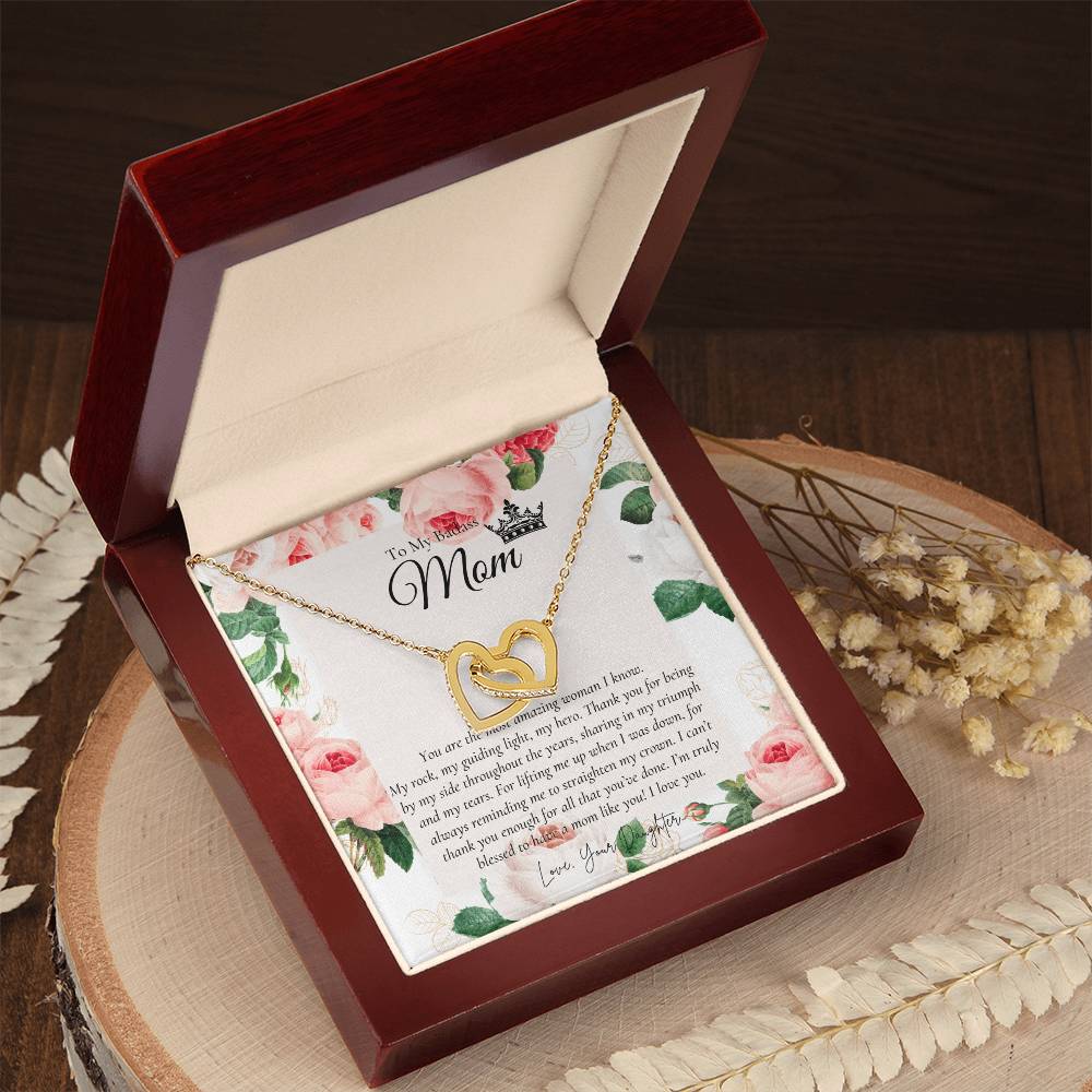 To My Beautiful Mom Necklace Badass Mom Gift Mother’S Day Gift Birthday Gift Gift From Daughter On Wedding Day Interlocking Hearts Necklace