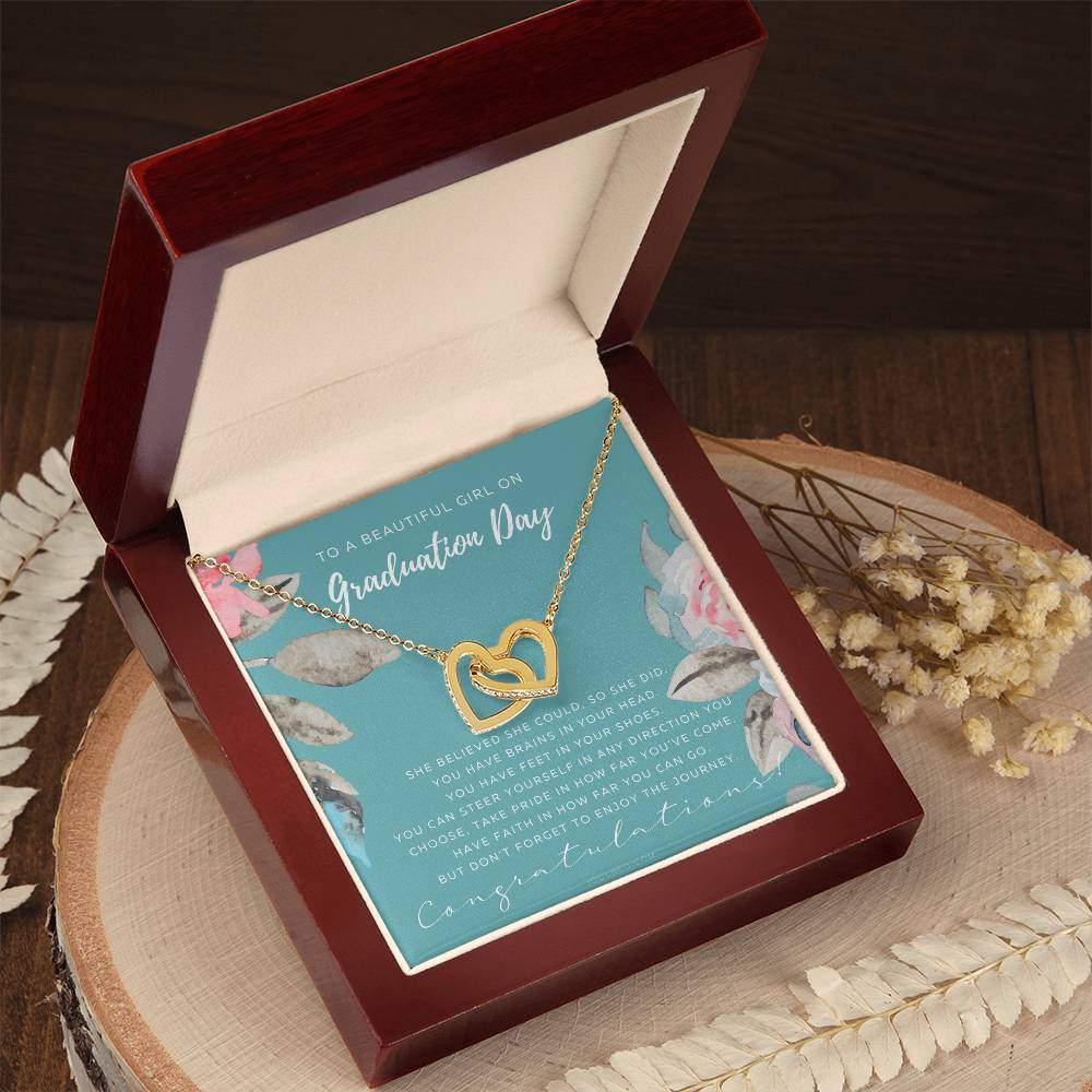 Graduation Gift Necklace For Daughter Graduation Gift For Her College Graduation Gift For Her High School Senior Graduation Mba Phd Master Class Of 2021 Interlocking Hearts Necklace