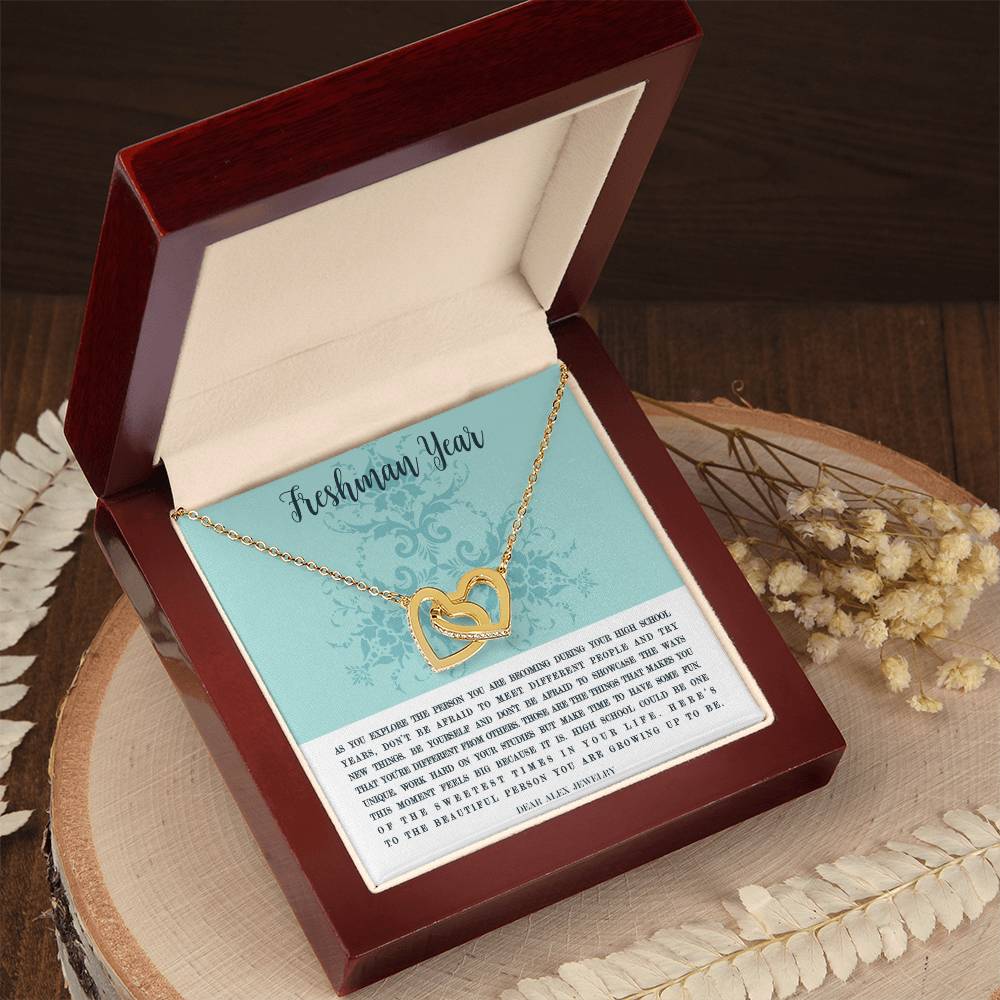 Freshman Year Uniquely You Necklace Interlocking Hearts Necklace