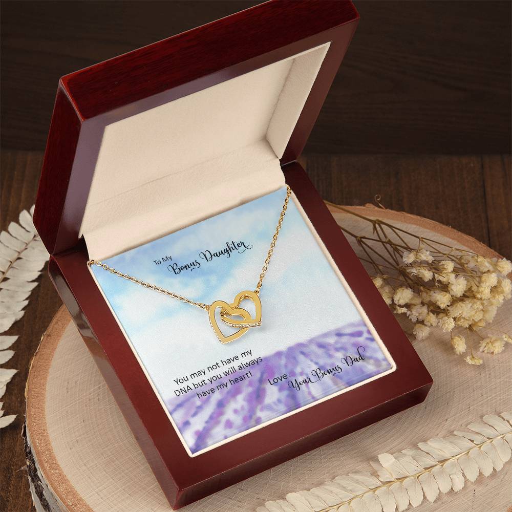 Bonus Daughter From Bonus Dad No Dna But You Have My Heart Interlocking Hearts Necklace