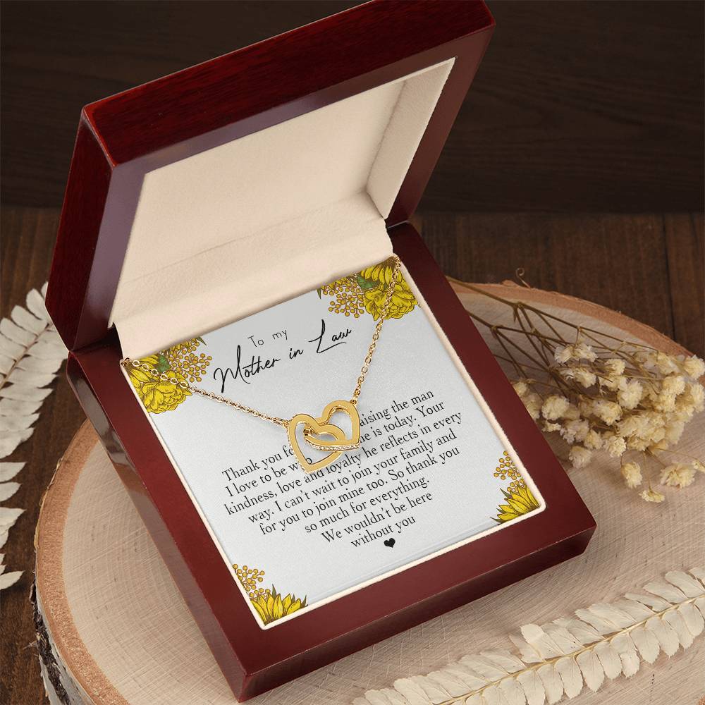 To My Mother In Law Thank You For Raising The Man I Love Heart Necklace Interlocking Hearts Necklace