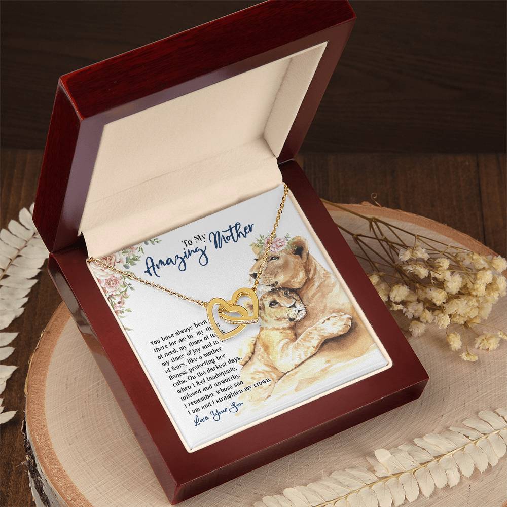 To My Amazing Mother - You Have Always Been There - From Son Necklace Interlocking Hearts Necklace