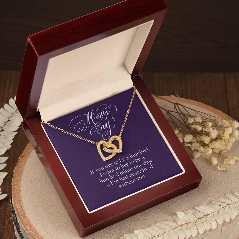 Necklace With Romantic Card -Valentines Day Anniversary Birthday Gift For Her Interlocking Hearts Necklace