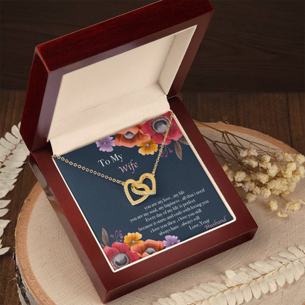 To My Wife Necklace Gift Set Interlocking Hearts Necklace