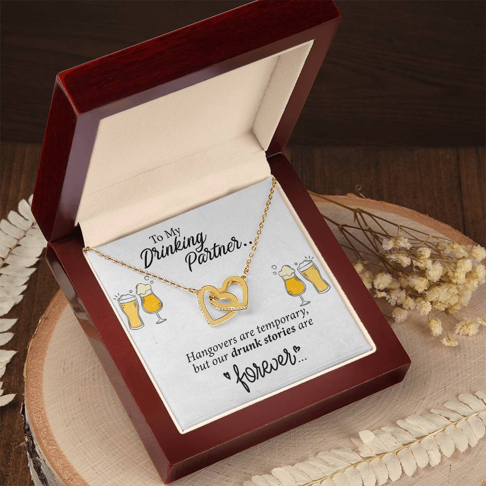 To My Beer Drinking Partner Interlocking Hearts Necklace