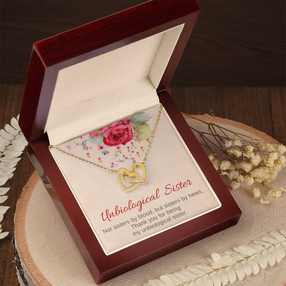 Unbiological Sister Interlocking Hearts Necklace