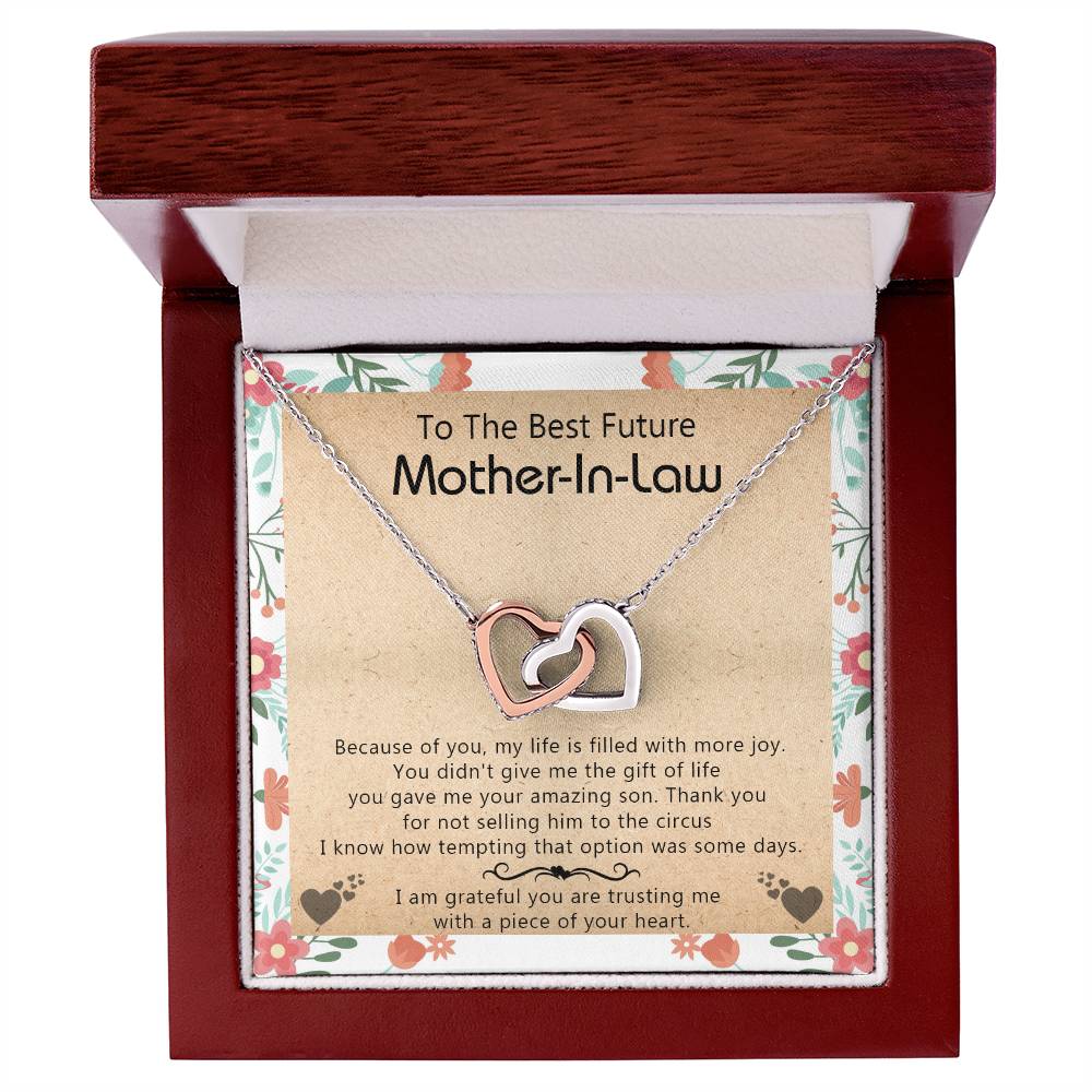 Gift For Future Mother-In-Law - My Life Is Filled With More Joy New - Interlocking Interlocking Hearts Necklace