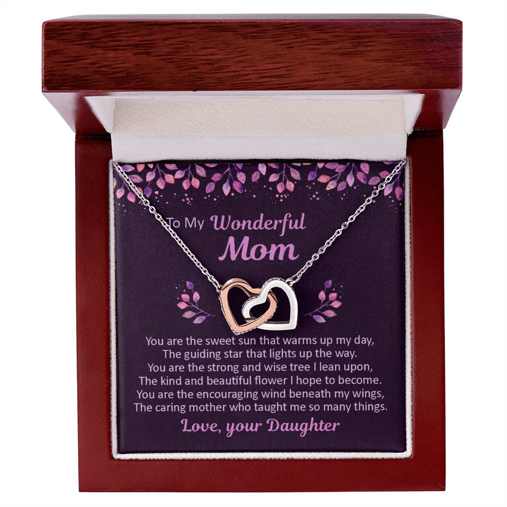 To My Mom - You Are The Sweet Sun - Necklace Interlocking Hearts Necklace