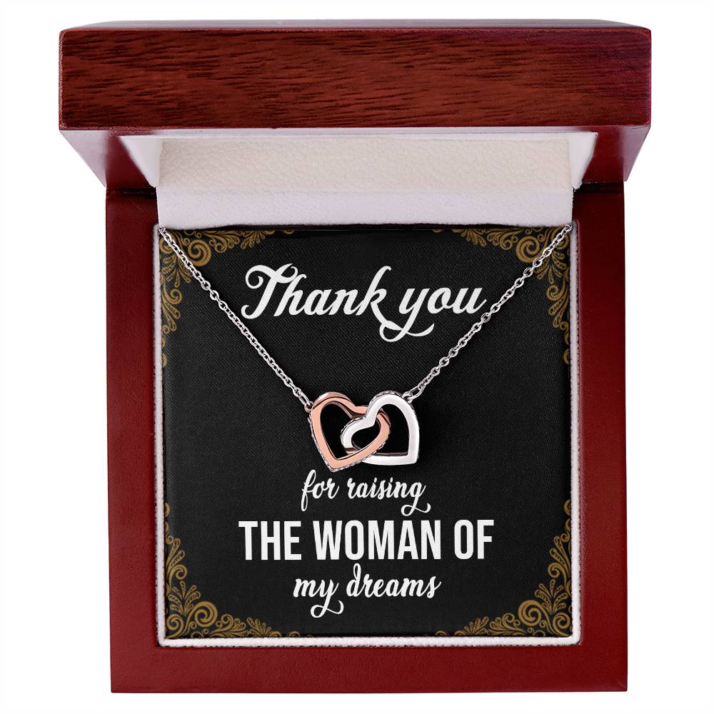 Thank You For Raising The Woman Of My Dreams Interlocking Hearts Necklace