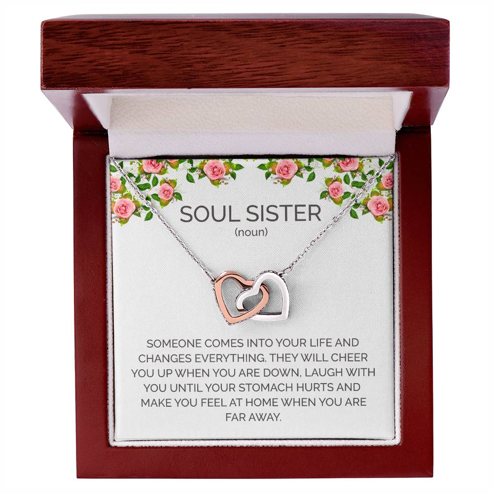 Soul Sister Unbiological Sister Necklace Sorority Sister Sister In Law Necklace Interlocking Hearts Necklace