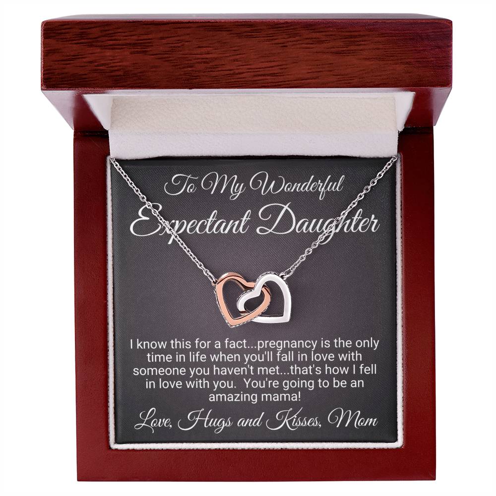 Expectant Daughter Linked Hearts Necklace Gift Interlocking Hearts Necklace