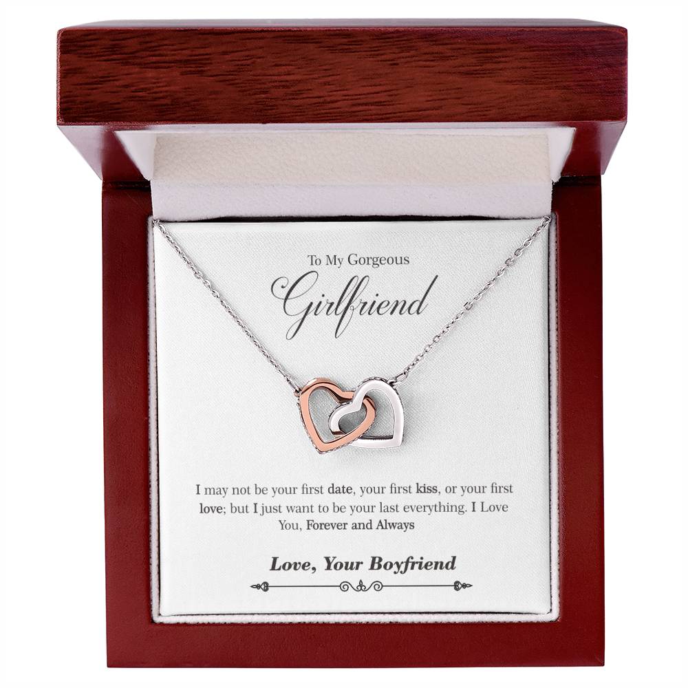To My Gorgeous Girlfriend Necklace Gift Ideas Interlocking Hearts Necklace