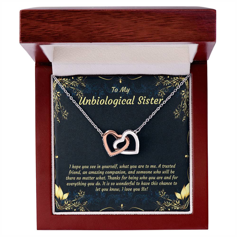 Unbiological Sister Necklace Soul Sister Big Little Sorority Sister In Law Necklace Step Sister Gift Tribe Necklace Best Friend Gift Bff Gift Interlocking Hearts Necklace