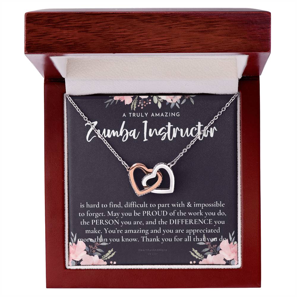 Gift For Zumba Instructor Zumba Instructor Appreciation Gift A Truly Amazing Zumba Instructor Gift Interlocking Hearts Necklace