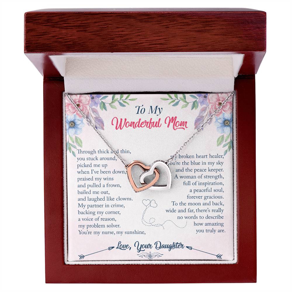Interlocking Hearts Daughter To Mom Through Thick And Thin You Stuck Around Interlocking Hearts Necklace