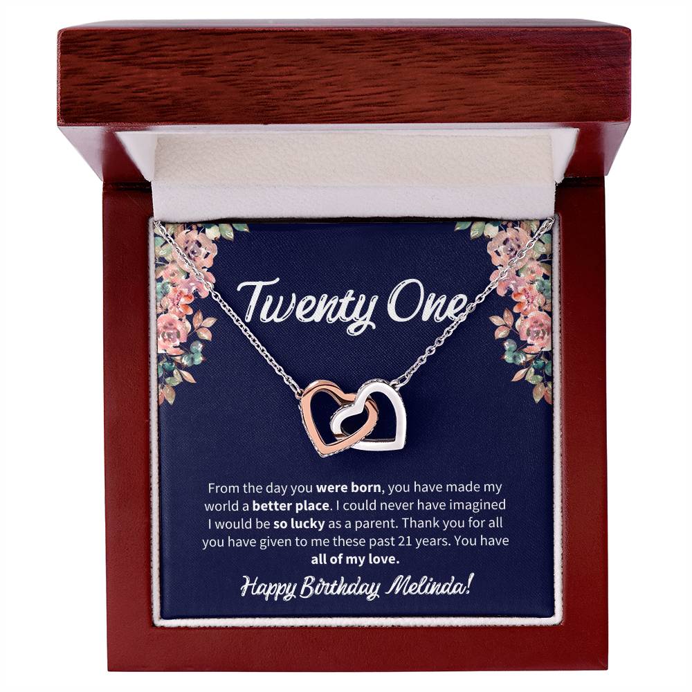 Twenty One Birthday All Of My Love Interlocked Hearts Necklace Interlocking Hearts Necklace