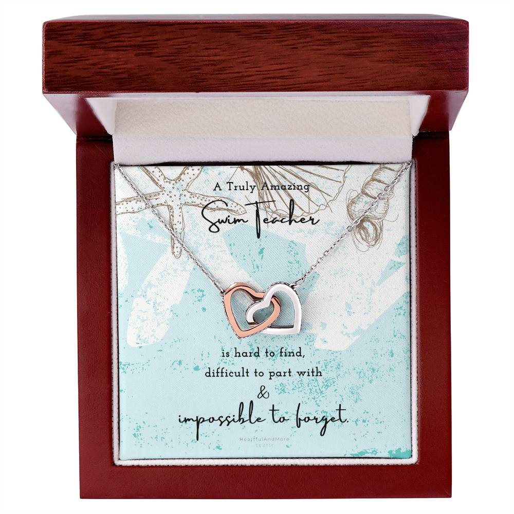 Gift For Swim Teacher Swim Teacher Appreciation Gift A Truly Amazing Swim Teacher Gift Interlocking Hearts Necklace