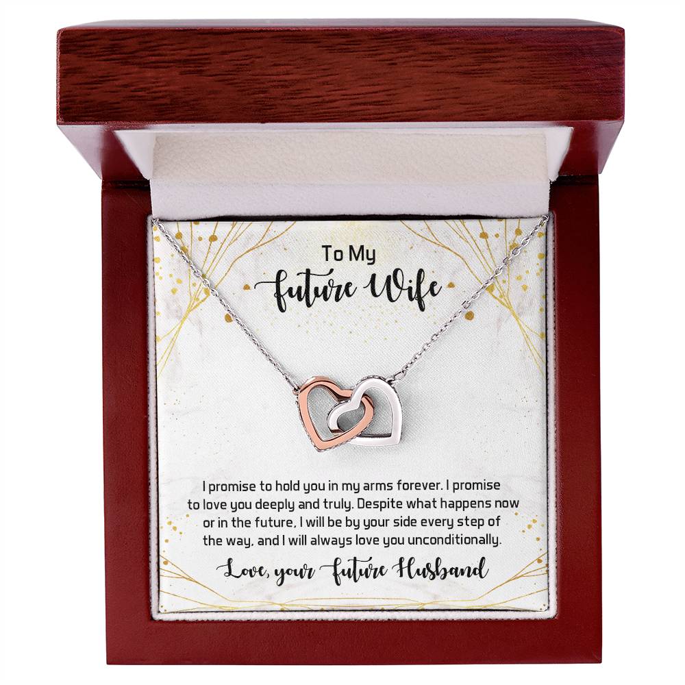 Interlocking Hearts Necklace To My Future Wife I Promise To Hold You In My Arms Forever