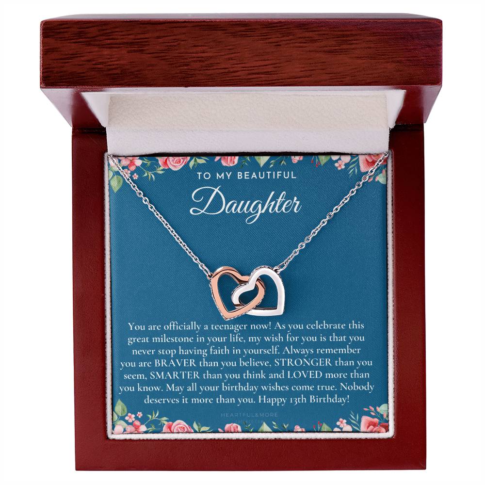 Gift For 13 Year Old Girl Gifts 13Th Birthday Girl 13Th Birthday Gift Thirteenth Birthday Necklace Teen Birthday Gift Official Teenager Interlocking Hearts Necklace