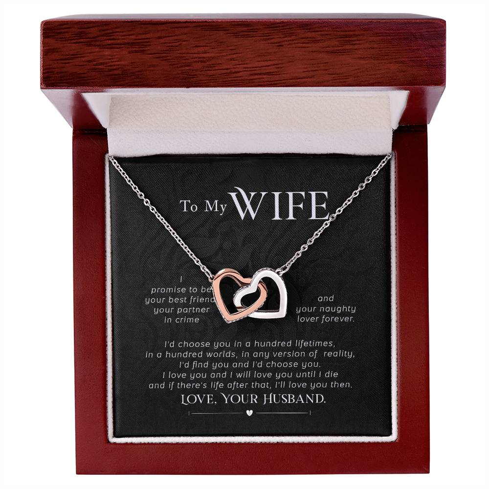 To My Wife Interlocking Hearts Necklace