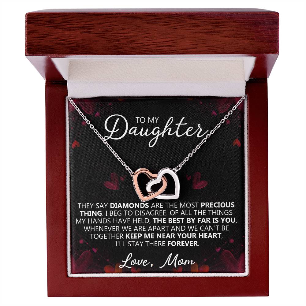 To My Daughter - My Precious - Unique Heart Binding Necklace Gift Set Interlocking Hearts Necklace