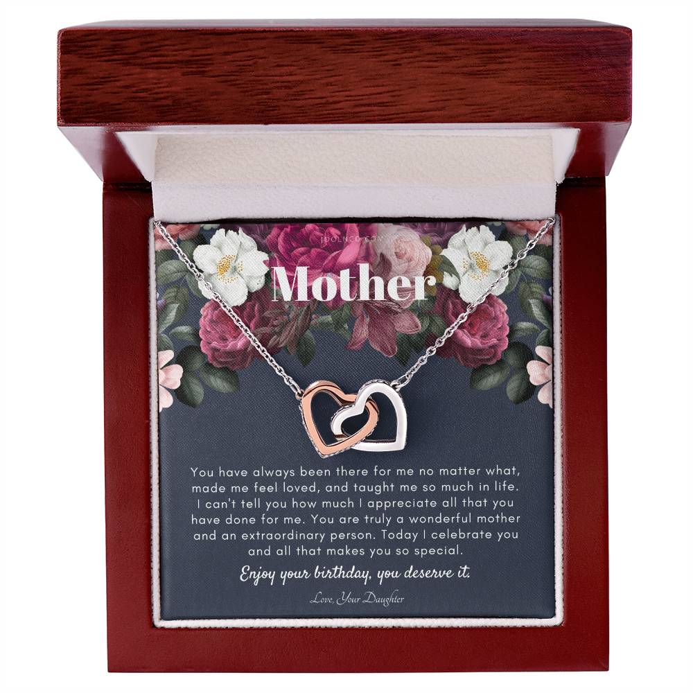 Mother'S Birthday Gift Necklace For Mom'S Birthday Elegant Gift For Mom From Daughter Best Mom Gift Message Card Interlocking Hearts Necklace