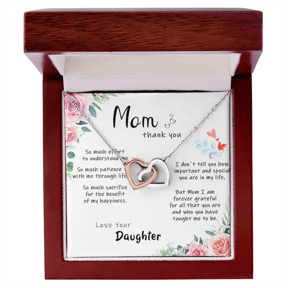 Mom Thank You So Much. Interlocking Hearts Necklace