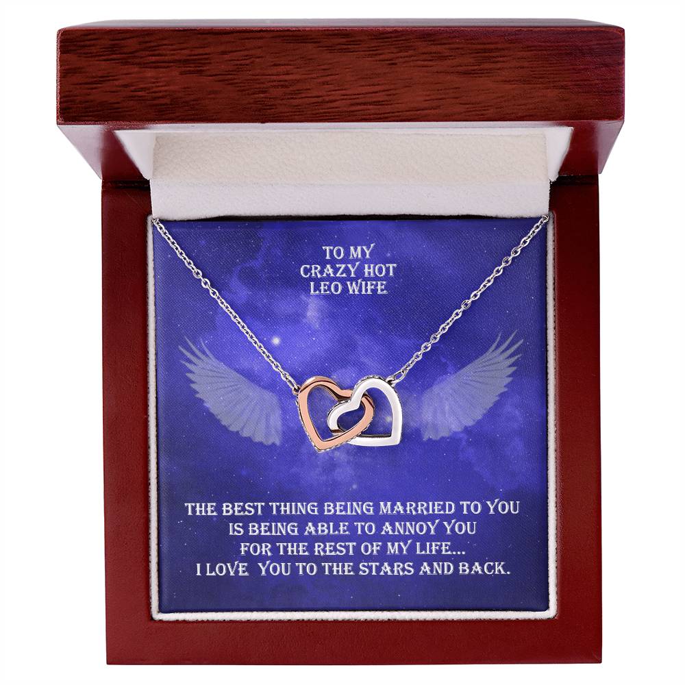 Hot Leo Wife Interlocked Hearts Necklace With Personal Message Card And Jewelry Box. Interlocking Hearts Necklace