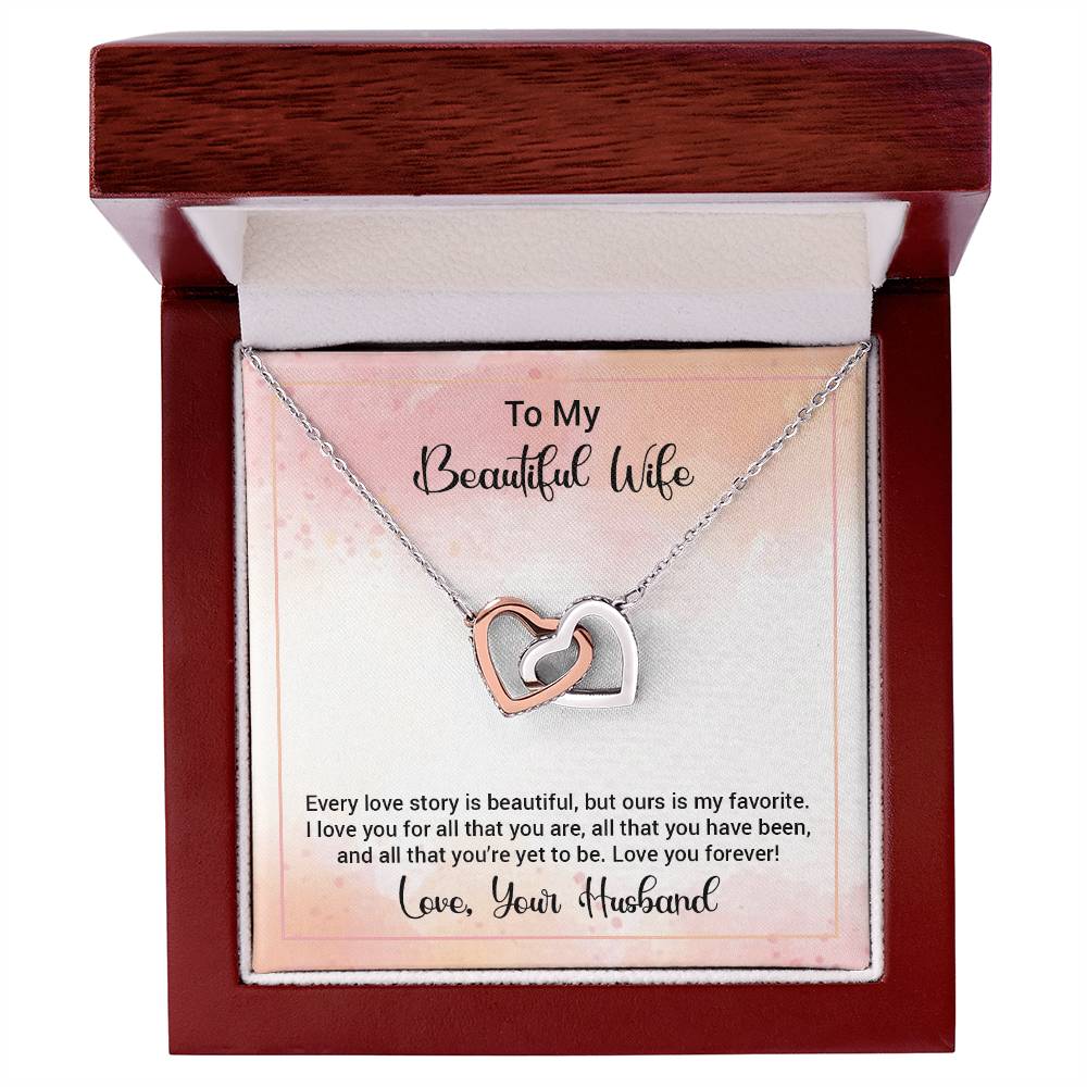 Interlocking Hearts Necklace To My Beautiful Wife Happy Anniversary