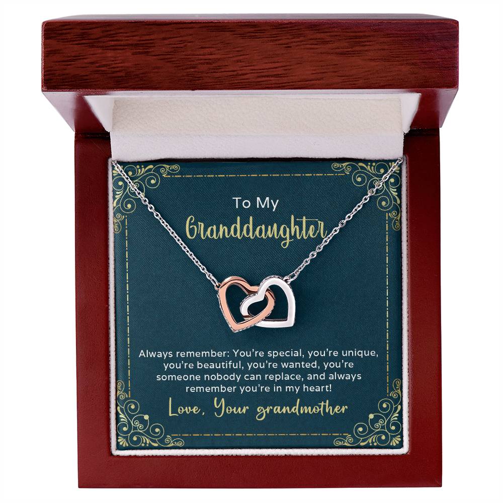 Nobody Can Replace My Granddaughter Heart Necklace Interlocking Hearts Necklace