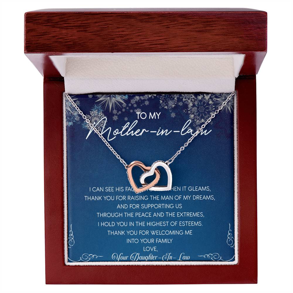 To My Mother-In-Law Interlocking Hearts Necklace Message Card