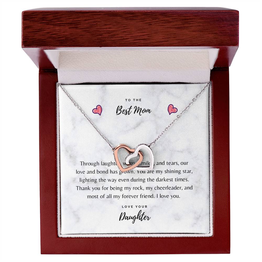To The Best Mom Love Daughter Hearts Necklace Mother’S Day Birthday Gift Interlocking Hearts Necklace