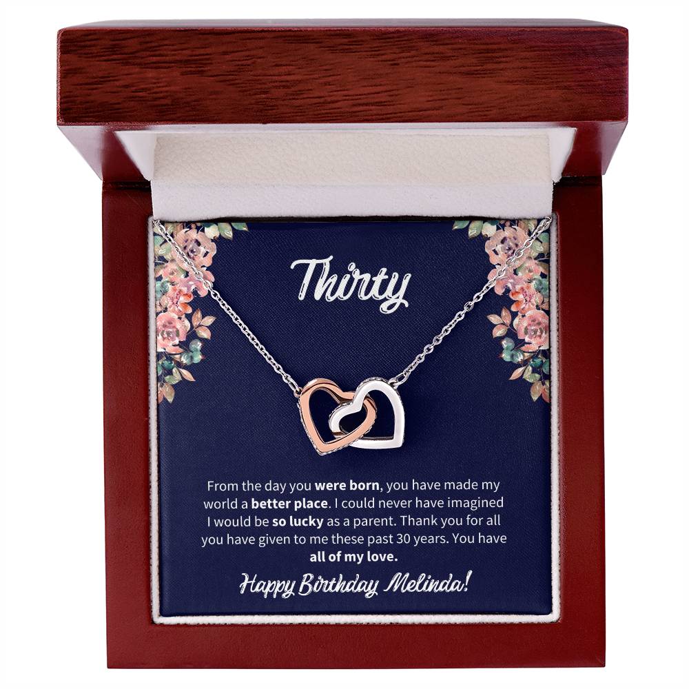 Thirty Birthday All Of My Love Interlocked Hearts Necklace Interlocking Hearts Necklace