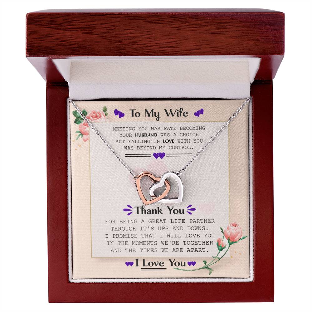 To My Wife Interlocking Hearts Necklace