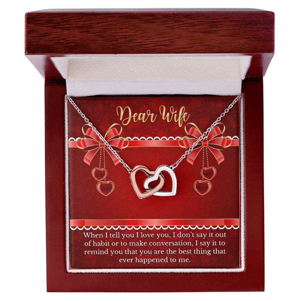 Gift For Wife - Anniversary Gift For Soulmate Interlocking Hearts Necklace