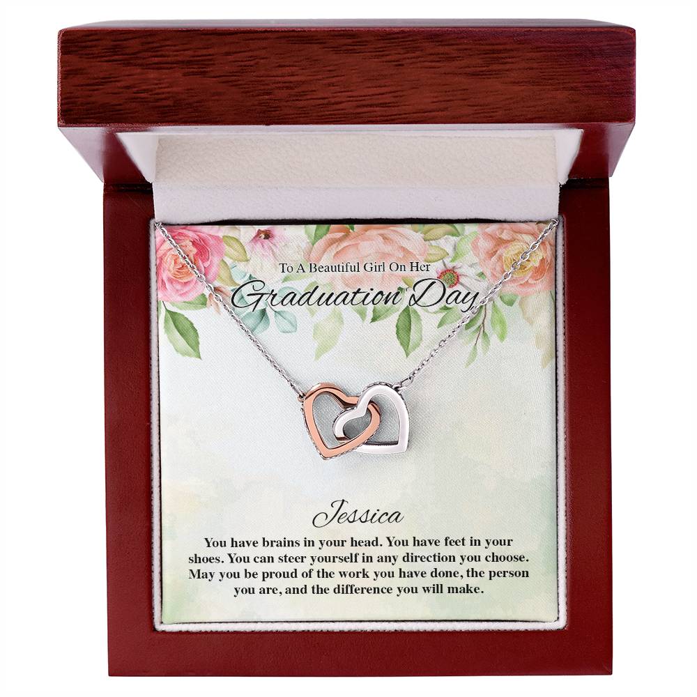 To A Beautiful Girl On Her Graduation Day Flowery Interlocking Hearts Interlocking Hearts Necklace