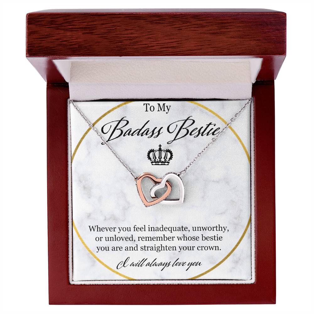 To My Badass Bestie Interlocking Hearts Necklace