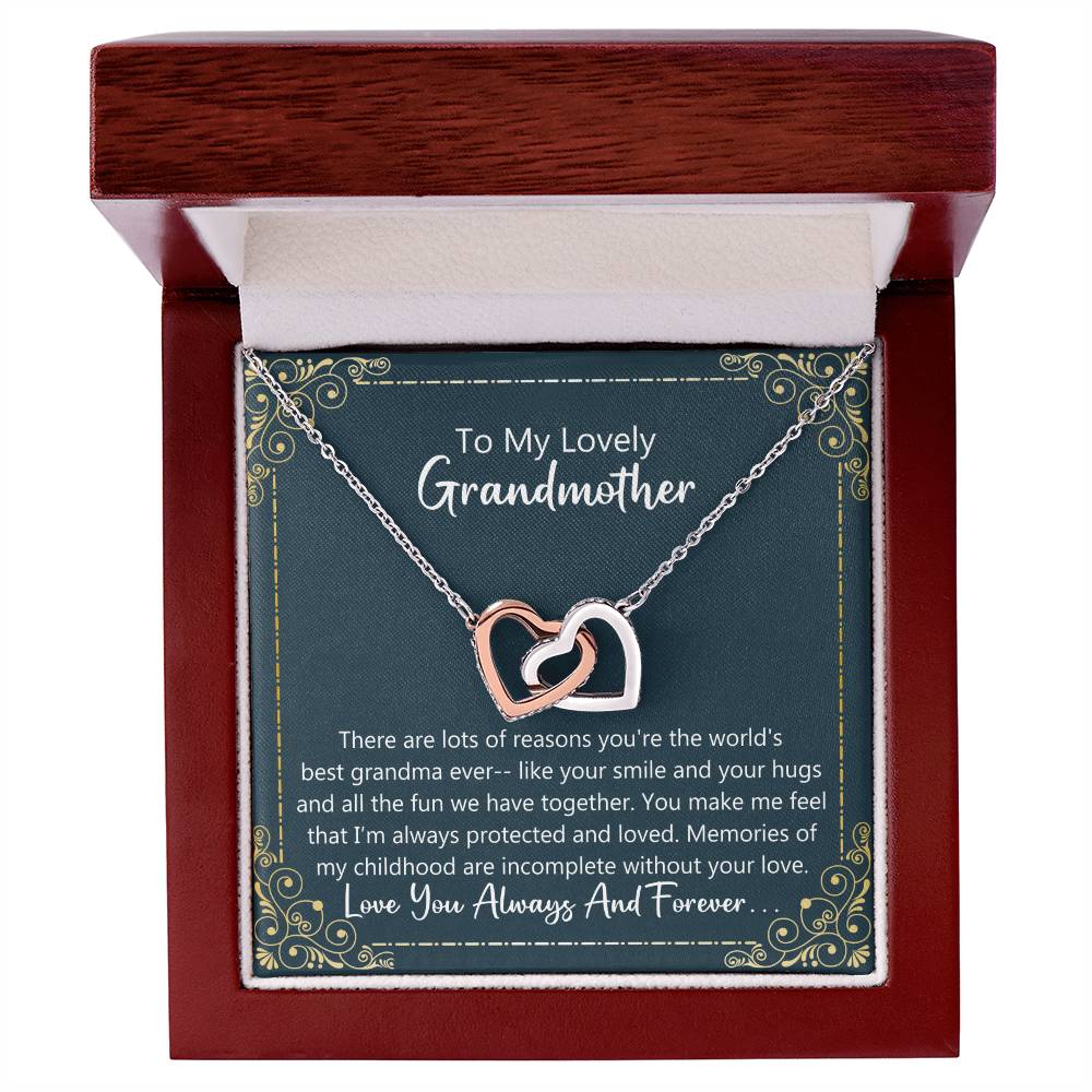 Grandmother Gift - My Childhood Is Incomplete Without You Necklace Interlocking Hearts Necklace
