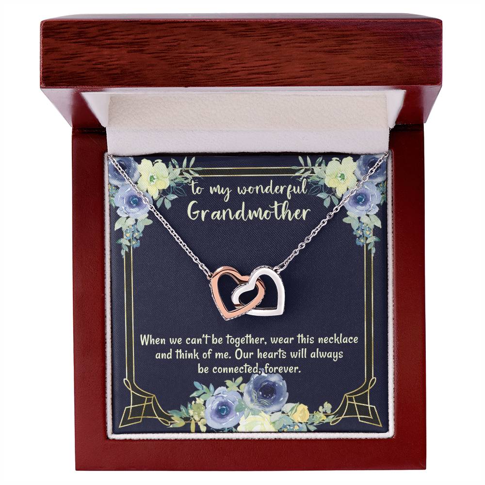 To My Wonderful Grandmother Our Hearts Will Always Be Connected Necklace For Grandmother Gift From Granddaughter Gift From Grandson Interlocking Hearts Necklace