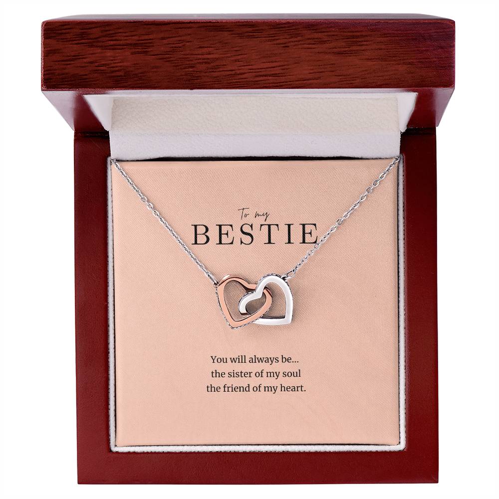 To My Bestie Cubic Zirconia Heart Necklace Interlocking Hearts Necklace