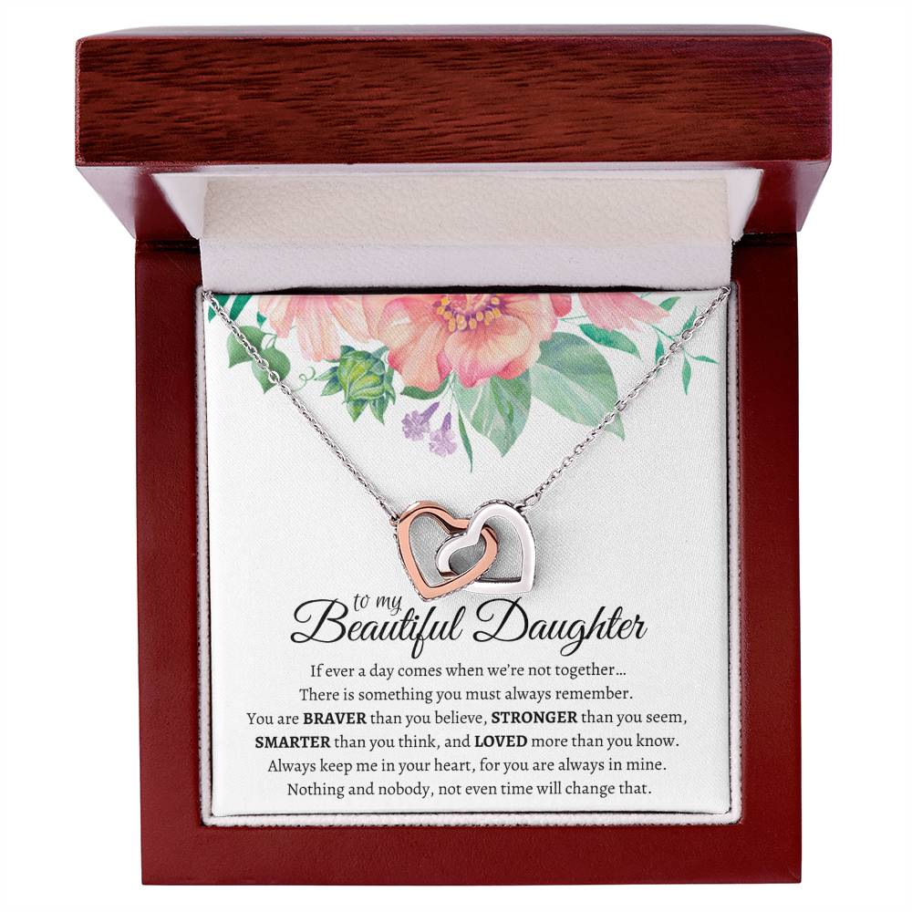 To My Beautiful Daughter - Luxurious Infinity Cube - So88 Interlocking Hearts Necklace