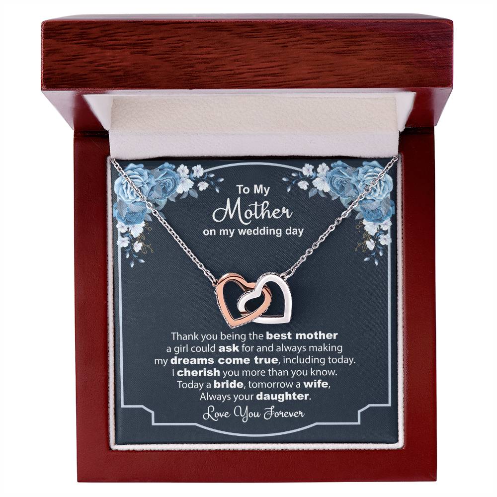 To My Mother On My Wedding Day - Thank You - Necklace Interlocking Hearts Necklace