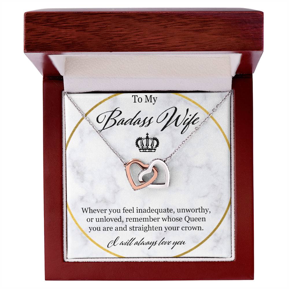 To My Badass Wife Interlocking Hearts Necklace