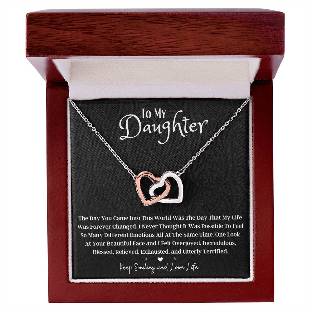 To My Beautiful Daughter Interlocking Hearts Necklace