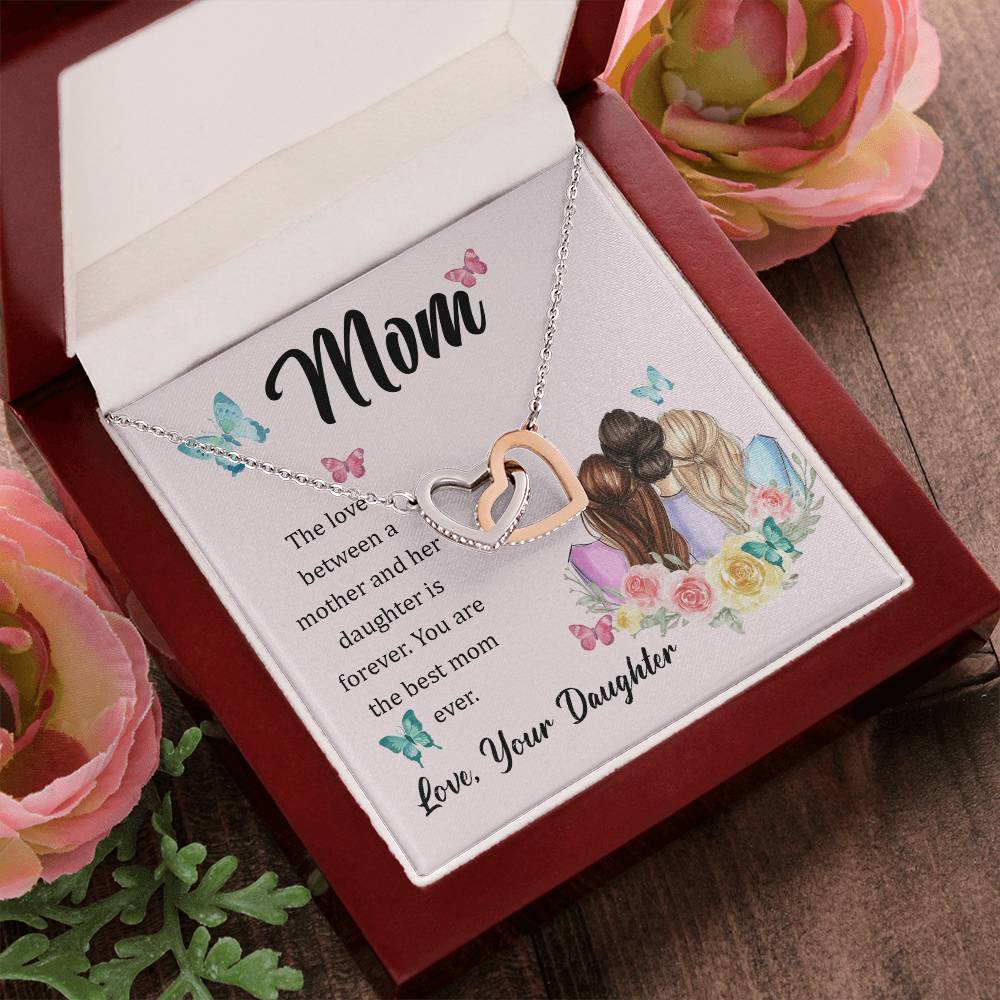 Dear Mom Interlocking Hearts Necklace