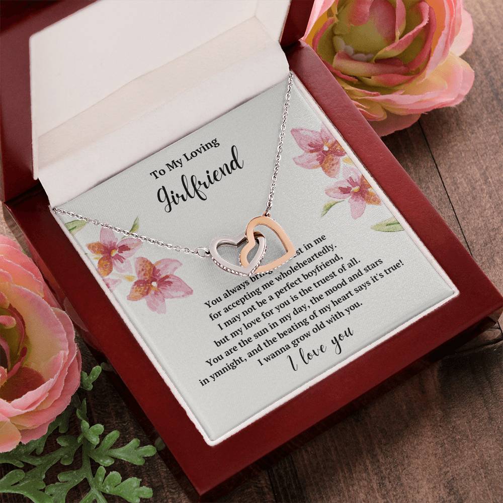 To My Loving Girlfriend Grow Old With You Interlocked Hearts Necklace Interlocking Hearts Necklace