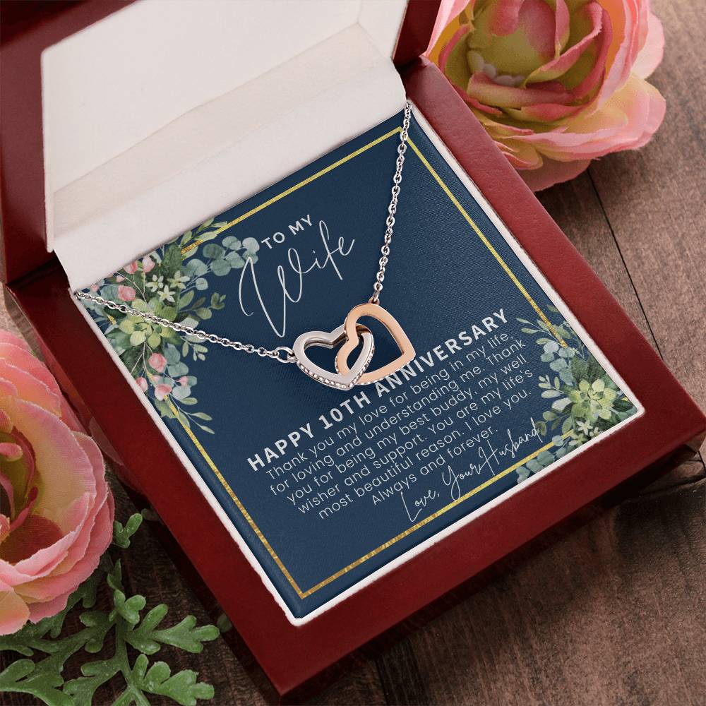 10 Year Anniversary Gift For Wife 10 Year Anniversary Gifts 10Th Wedding Anniversary Gift For Her Interlocking Hearts Necklace