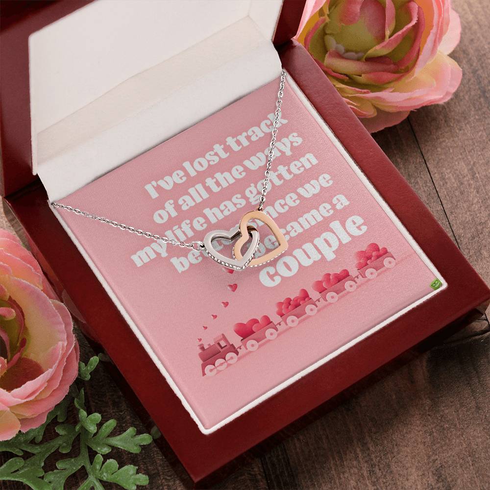 For My Loving Girlfriend Interlocking Hearts Necklace