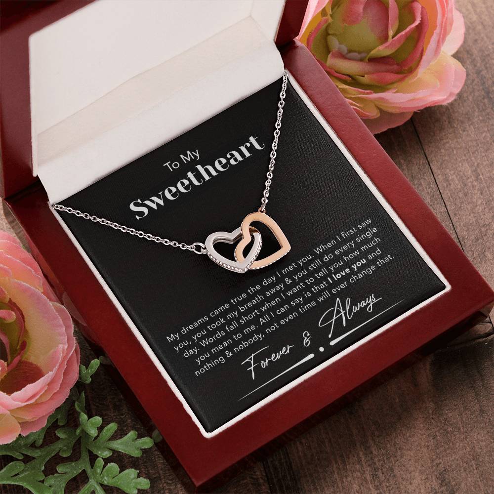 To My Sweetheart Two Hearts Necklace Interlocking Hearts Necklace